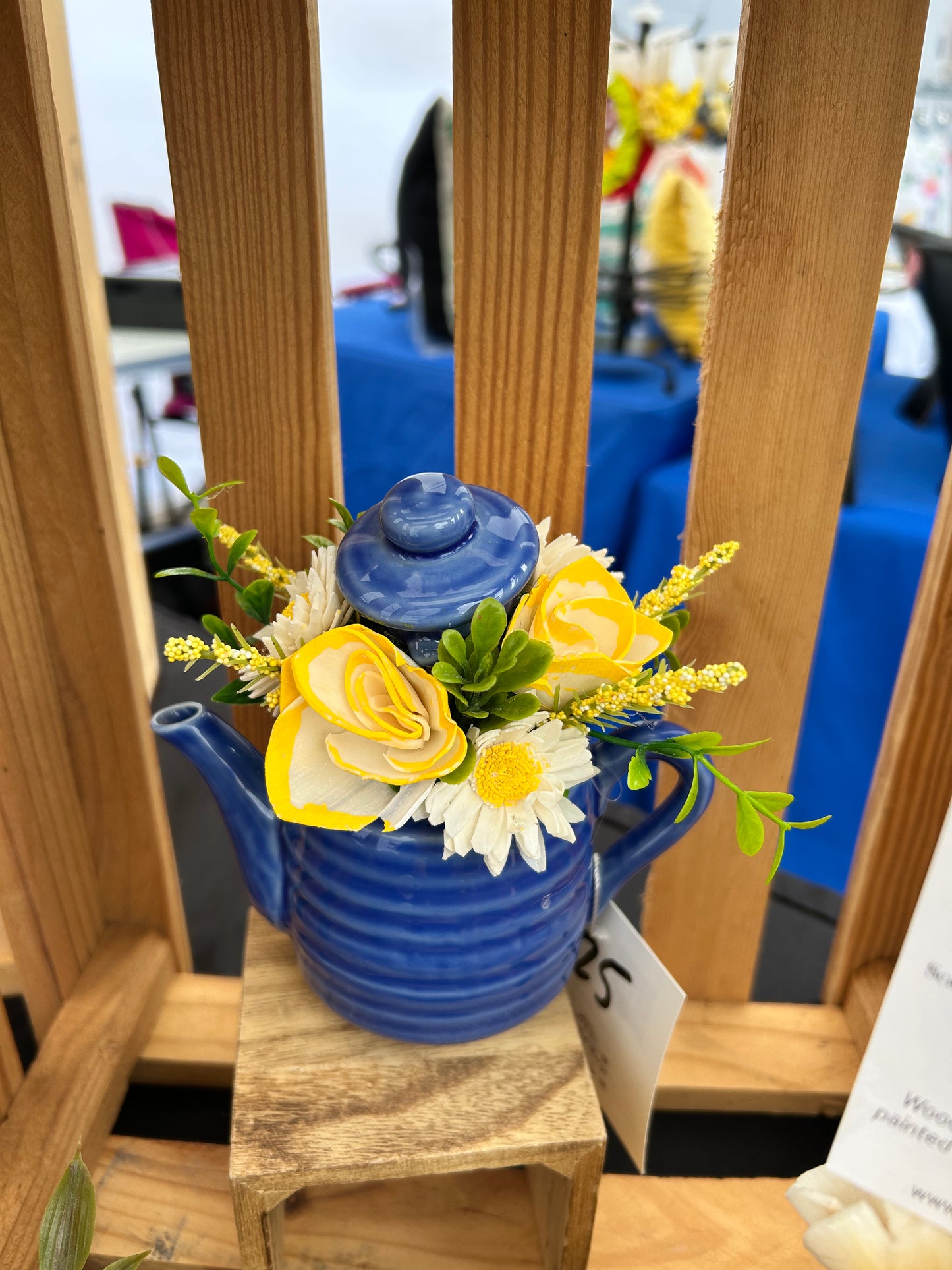 Blue And yellow teapot